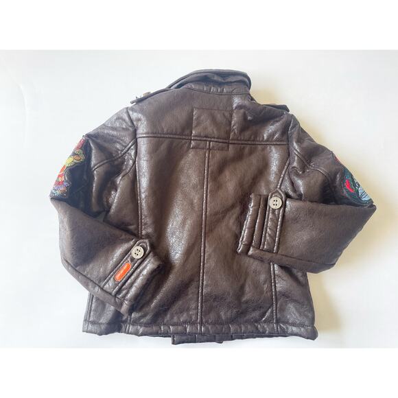 NWT Custo Barcelona Kids Brown Faux Leather Jacket Size 8 - Picture 7 of 10